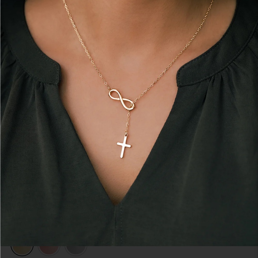 Gold Infinity Cross Necklace - Picture 5 of 16